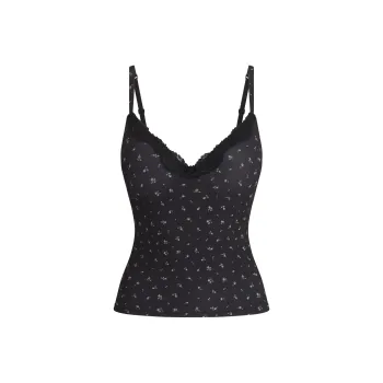 SKIMS FW24 FITS EVERYBODY LACE PUSH UP CAMI Camisole Women's ONYX ROSEBUD PRINT/Agate Rosebud Print