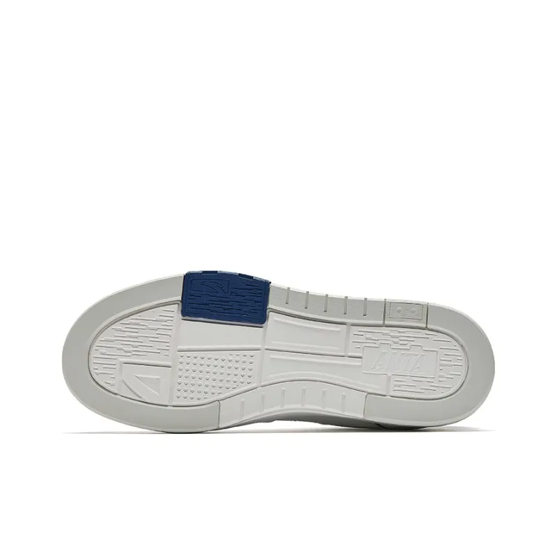 Anta Anti Slip Wear Resistant Low Top Skateboard Shoes Men's White Gray Blue-4
