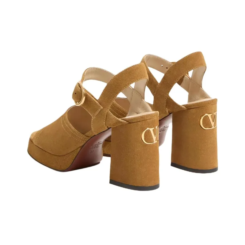 Valentino Fawcette One Strap Sandals 10cm Women's Beige-3