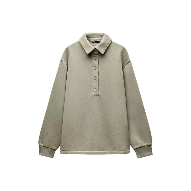 ZARA Sweatshirt Women's Gray Green-0