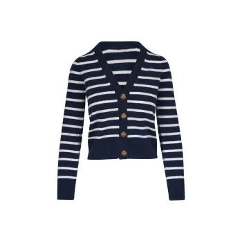 Veronica Beard Striped Cashmere Cardigan