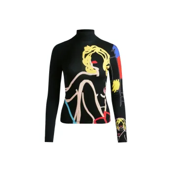 ALICE+OLIVIA x Tom Wesselmann Delaina T-Shirt Women's Black/Multicolor