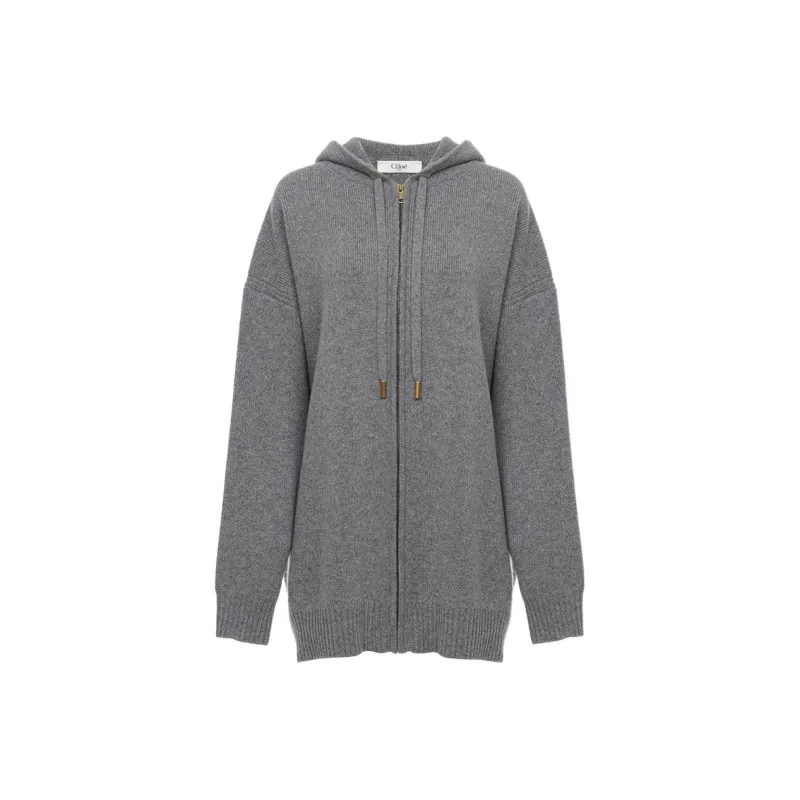 Chloé Oversized Zipped Knit Hoodie-0