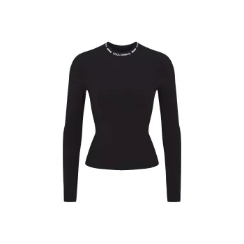 Skims X Dolce&Gabbana Cotton Jersey Long Sleeve T Shirt Onyx