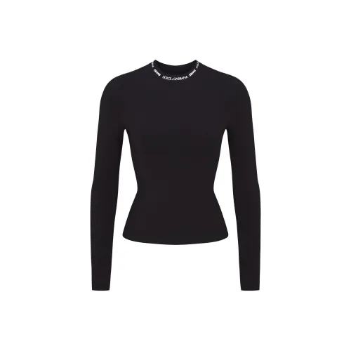 Skims X Dolce&Gabbana Cotton Jersey Long Sleeve T Shirt Onyx