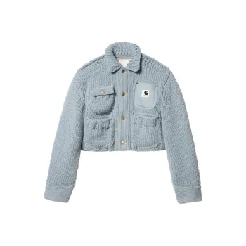 Sacai X Carhartt Wip Women's Knit Michigan Jacket Light Blue