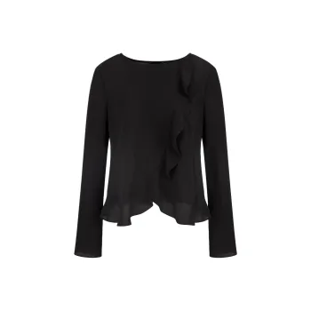 EMPORIO ARMANI Fluid Crêpe Shirt Jacket With Ruffle
