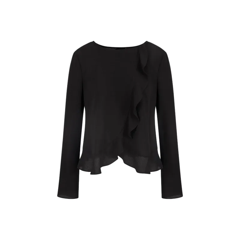 EMPORIO ARMANI Fluid Crêpe Shirt Jacket With Ruffle-0