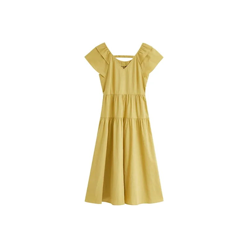Inman Short Sleeved Dress Women's Orange Yellow-1