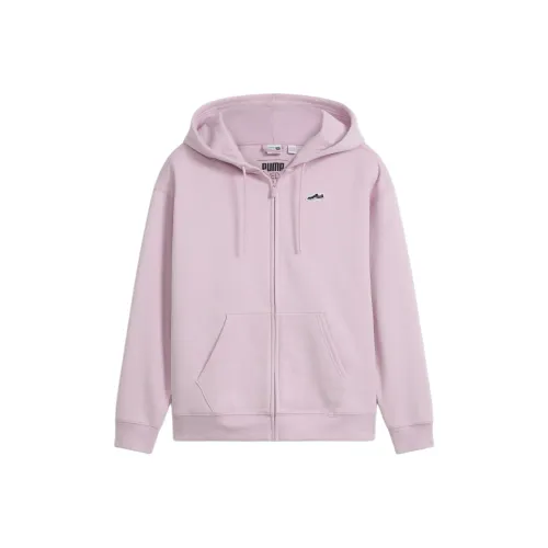PUMA Suede Logo Women's Full-Zip Hoodie Sweatshirt Women's Pink