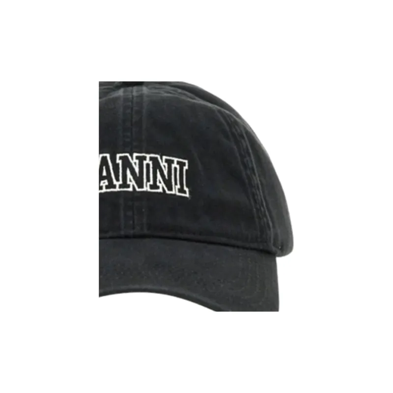 GANNI Logo Embroidered Curved Peak Hat-1