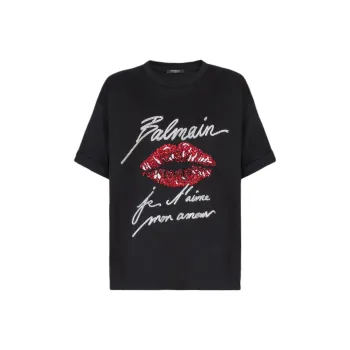 BALMAIN Logo Embellished Crewneck T Shirt