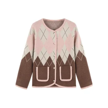 Demana Knitwear Women's Pink Plaid Pattern