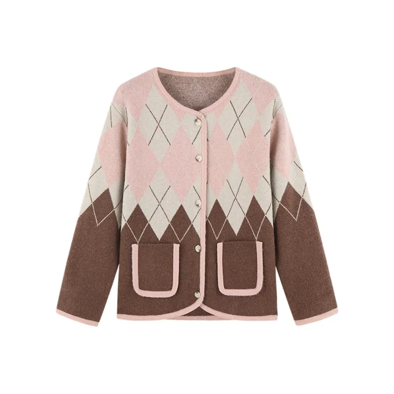 Demana Knitwear Women's Pink Plaid Pattern-0