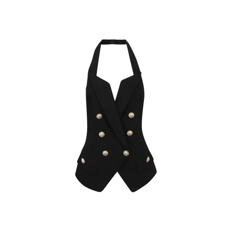Balmain Hair Double Breasted Sleeveless Halterneck Top-0