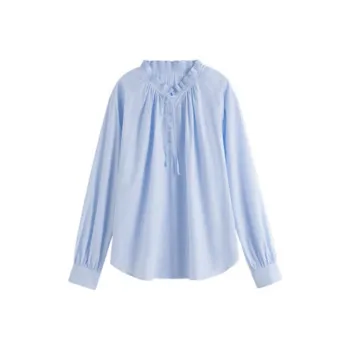FANSILANEN Korean Style Long Sleeved Shirt Women's Blue