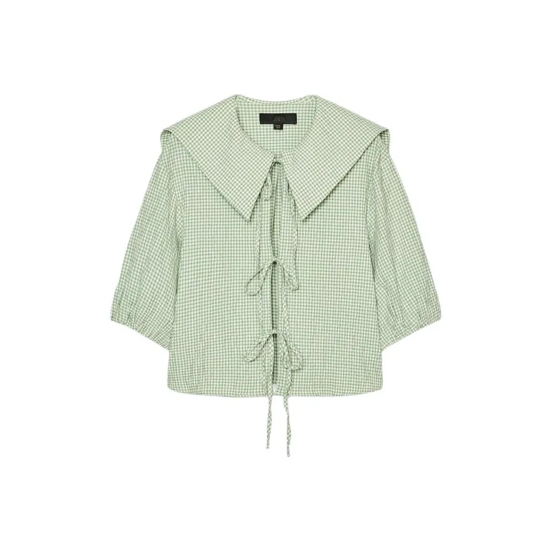 ZARA Shirts Women's Green/Nude-0