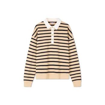 Tommy Hilfiger Sweatshirt Women's Beige Yellow Black Stripes