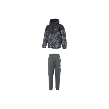 Nike Casual Sportswear Men Clothing Sets Black Top+Gray Bottom