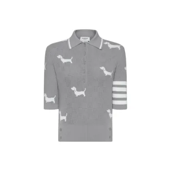 THOM BROWNE Hector Intarsia knit Polo Shirt