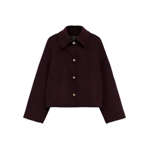 ZARA ZW Series Jackets Coats Women's Burgundy Burgundy