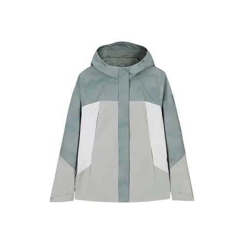 CHAOJIANTA Jackets Coats Women's All Over Print/Ash Grey/Fishbelly White