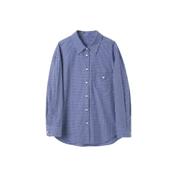 3COLOUR Shirt Women's Deep Sea Blue Plaid