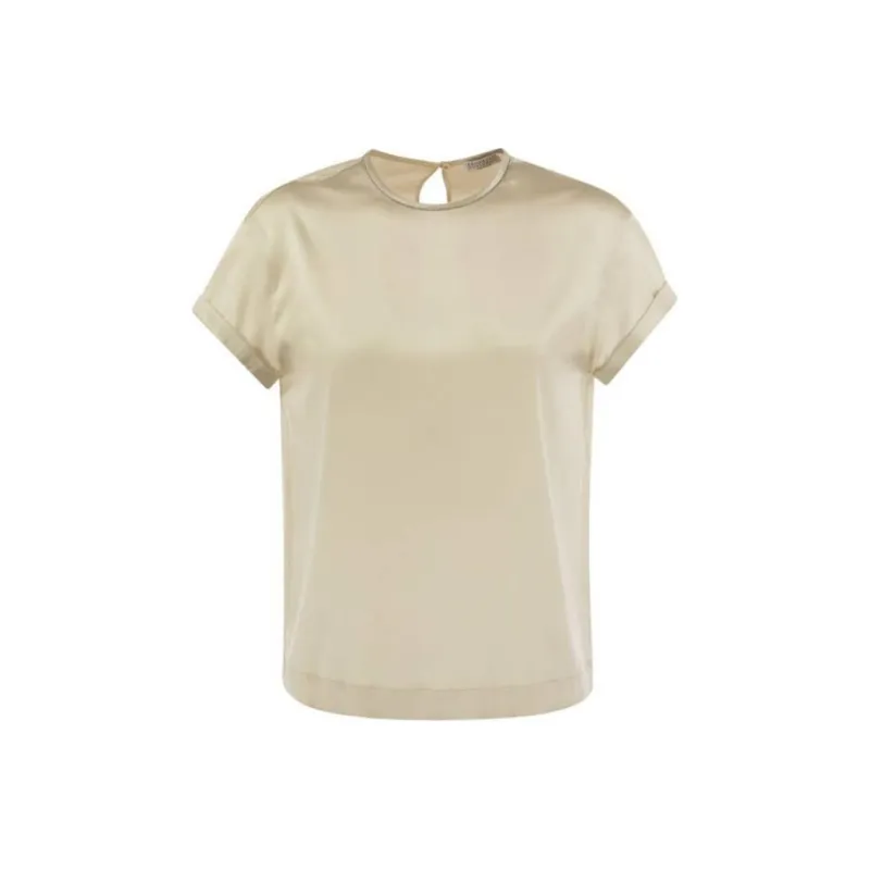 Brunello Cucinelli Monil Chain Satin T Shirt-0