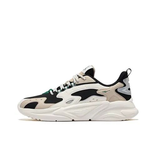 Erke Cushioning, Slip Resistant, And Breathable Low Top Chunky Sneakers Men's Jet Black Light Linen