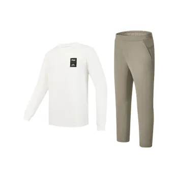 FILA Casual Sportswear Men Clothing Sets Snow Top+Serpentine Green Bottom