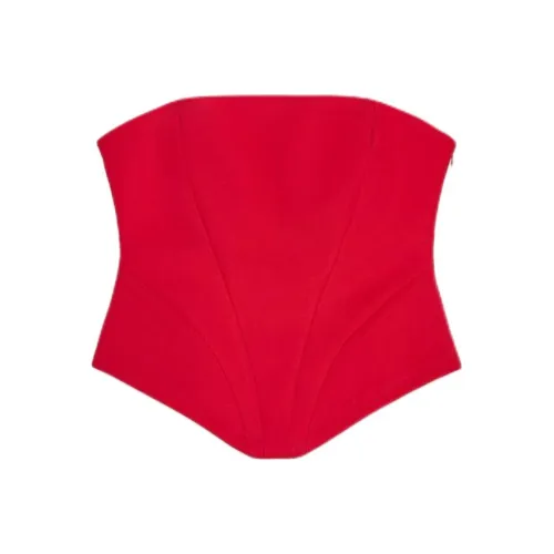 ZARA Strapless Tops Women's Red