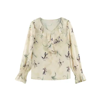 She Enjoys Chiffon Shirts Women's Beige