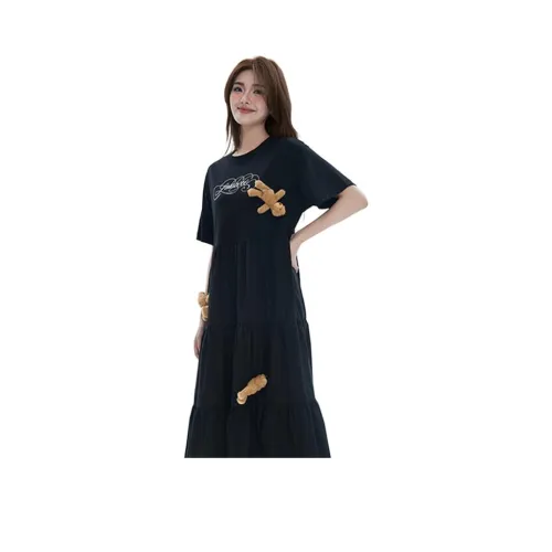 LALABOBO Short Sleeved Dress Women's Black