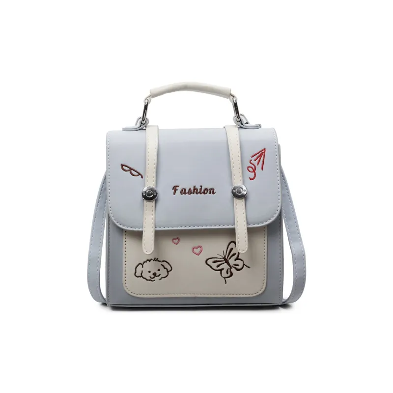 HCXK PU Backpack Women's White/Black/Light Blue/Pink-18