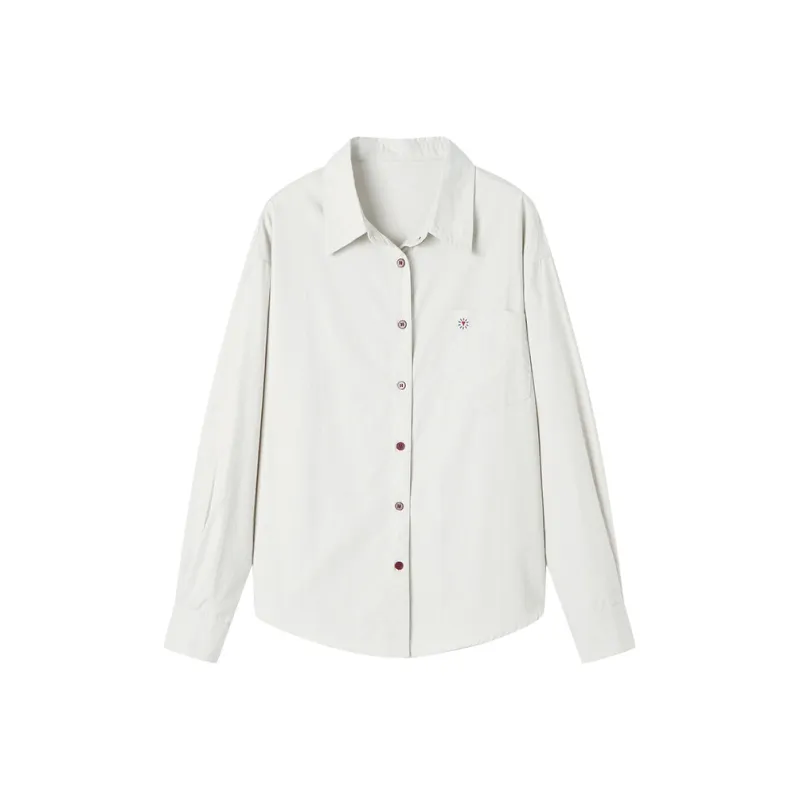 Korean Style Shirt Women's Light Beige Green-0