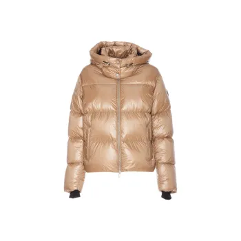 Moose Knuckles Logo Patch Zip Up Puffer Jacket