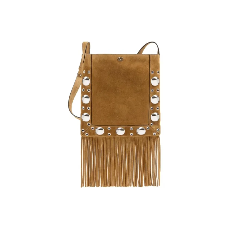 Valentino Suede Shoulder Bag, Crossbody Bag Men's Warm Brown-0