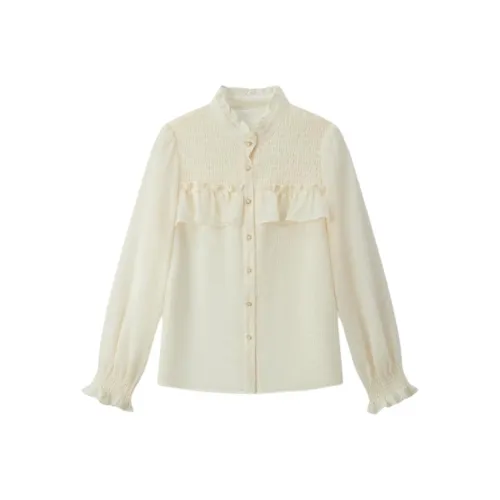 EICHITOO Chiffon Shirts Women's Ecru