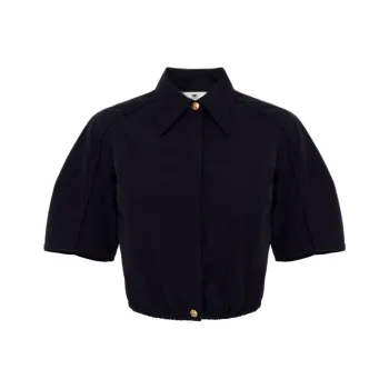 Elisabetta Franchi Button Up Cropped Blouse