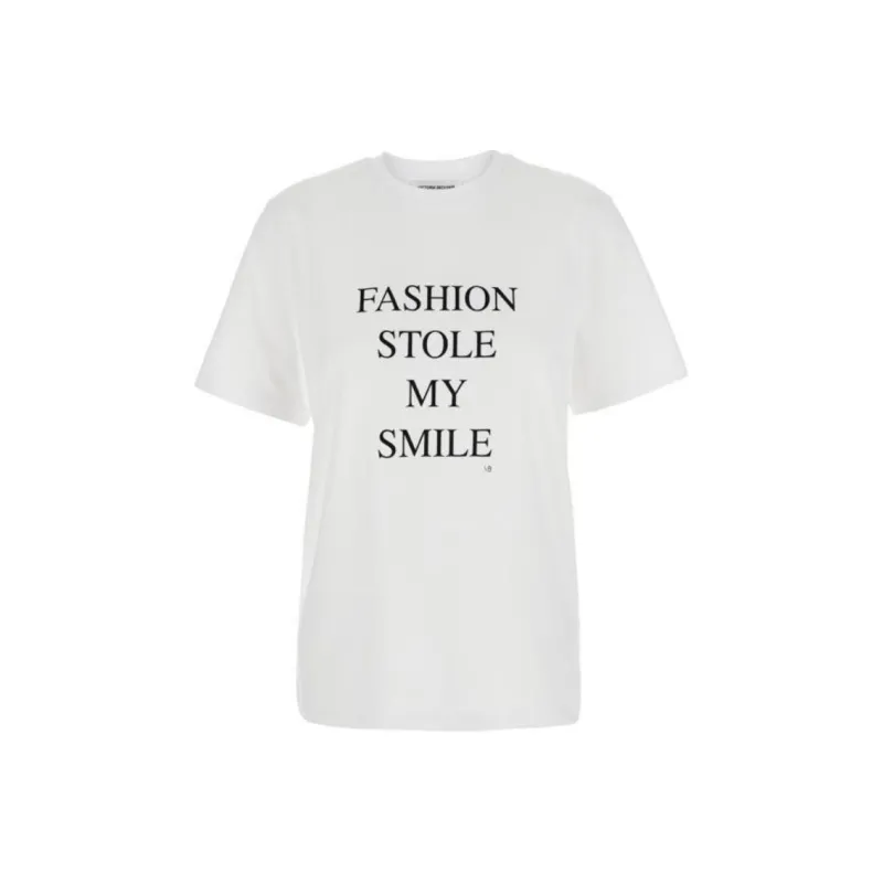 Victoria Beckham Slogan print Organic Cotton T shirt-0