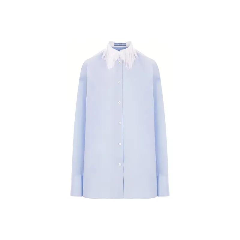 PRADA Fringed Collar Button Up Shirt-0