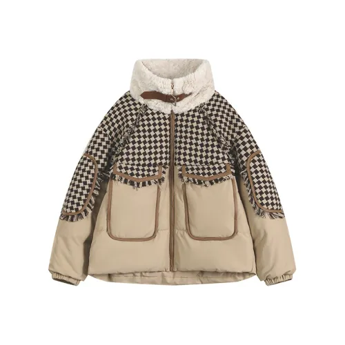 ELF SACK Down Jackets Women's Icelandic Plaid Coffee