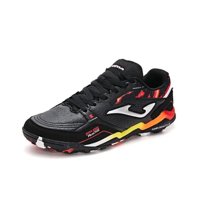 Joma TT Rubber Broken Studs Artificial Ground Abrasion Resistant Five A Side Soccer Shoes Black Red-2