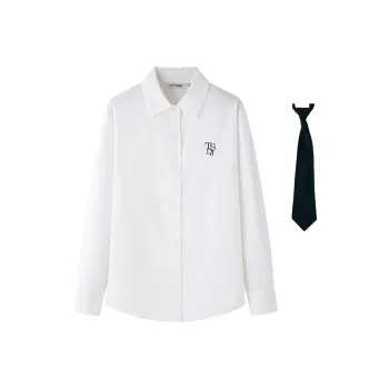 Tokyo Season Shirts Women's White Embroidery Shirt Comes With A Tie