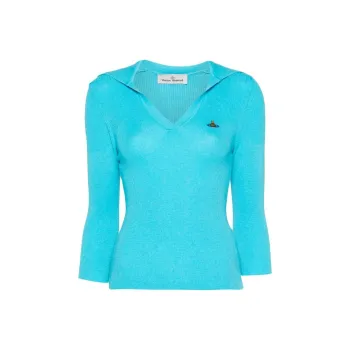 Vivienne Westwood Orb Embroidered Knitted Polo Top