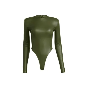 Adidas Ivy Park Halls Of Ivy Faux Leather Bodysuit Wild Pine