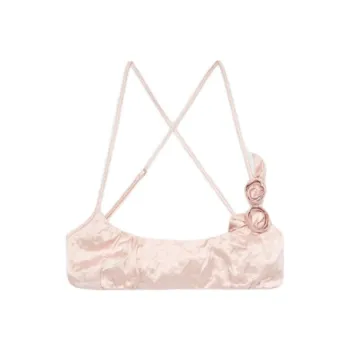 Blumarine Rose appliqué Crinkled satin Top