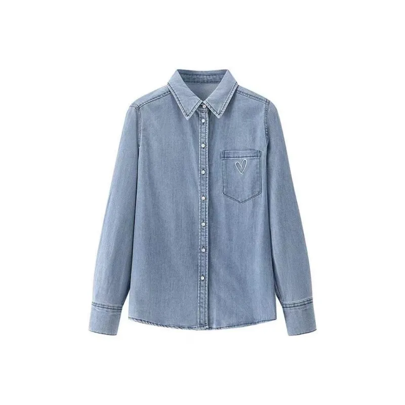 DOKZB Spring And Fall Season Shirt Women's Blue-0
