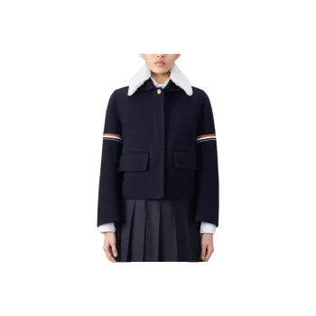 THOM BROWNE RWB striped Shearling collar Jacket