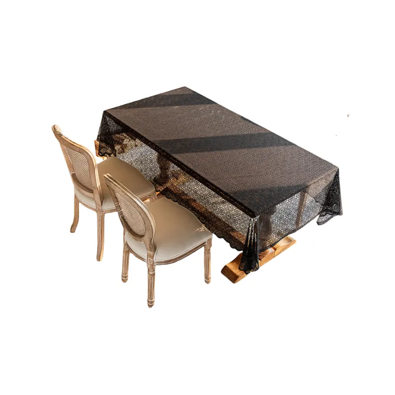 Yalu Alice Oli Lace Gauze Tablecloth With Cut Out Lace Design-43
